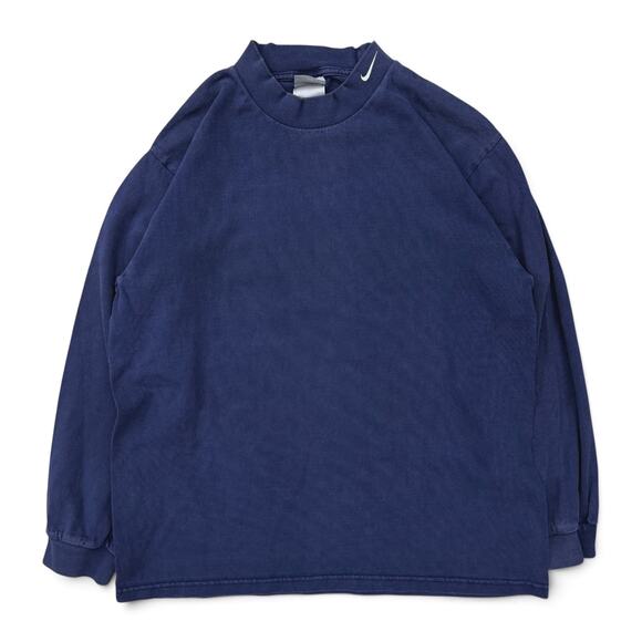 Nike Other - Vintage Y2K Nike Mock Neck Long Sleeve Shirt Navy Blue Embroider Swoosh L Sport